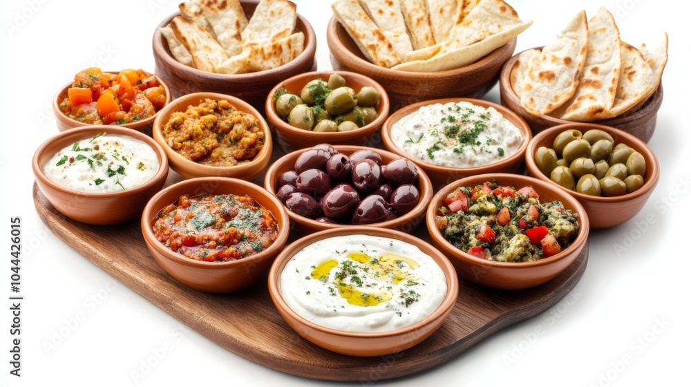 Delicious Mezze Platter with Yogurt Dip and Olives Delicious Mezze Platter with Yogurt Dip and Olives