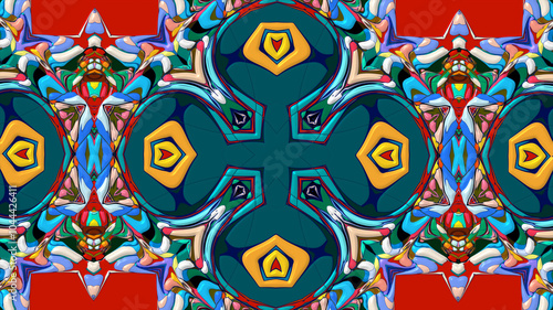 Abstract colorful psychedelic mandala kaleidoscope background pattern for a summer music festival