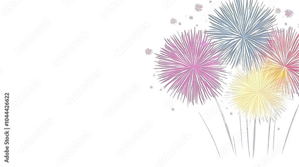 Fototapeta premium view of colorful fireworks exploding transparant background