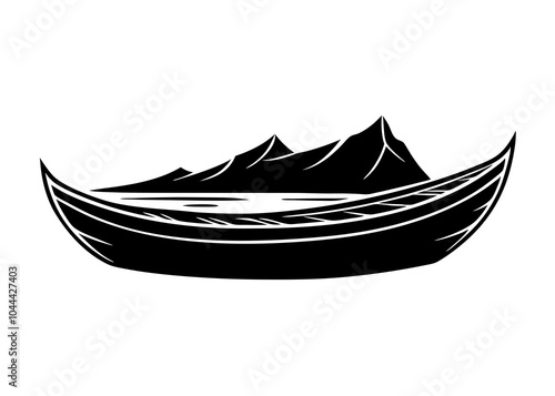 canoe boat on the water silhouette vector