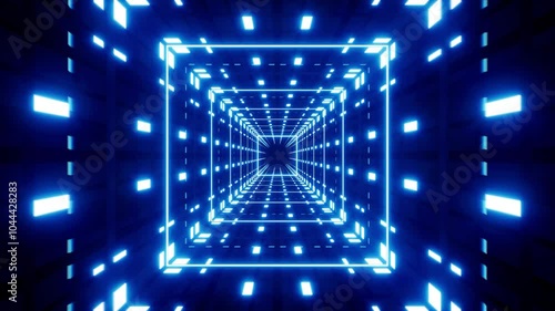 Fast Flickering Blue Lamp Square Tunnel Vj Loop photo