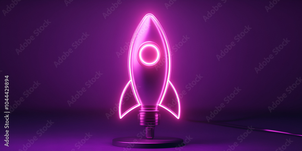 Glowing Neon Rocket Launch Glowing Neon Rocket Launch