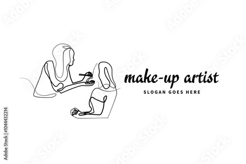 makeup artist vector logo design.makeup business sign with makeup artist line icon.