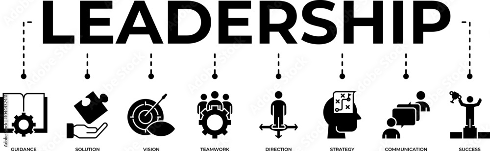 Leadership banner web icon vector illustration concept with icon of (solution,success,teamwork,communication,strategy,guidance,vision,direction) Leadership banner web icon vector illustration concept with icon of (solution,success,teamwork,communication,strategy,guidance,vision,direction)