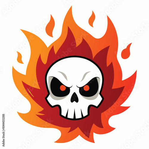 Angry Skull Flame Fire vector Illustration