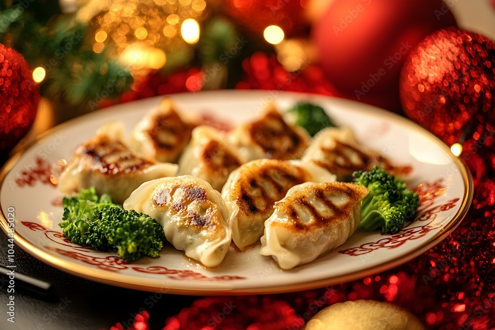 Chinese Vegetable Dumplings (Shu Cai Jiao Zi) on a Plate Chinese Vegetable Dumplings (Shu Cai Jiao Zi) on a Plate