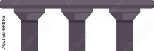 Simple bridge structure standing on three support columns, representing concepts of infrastructure and transportation