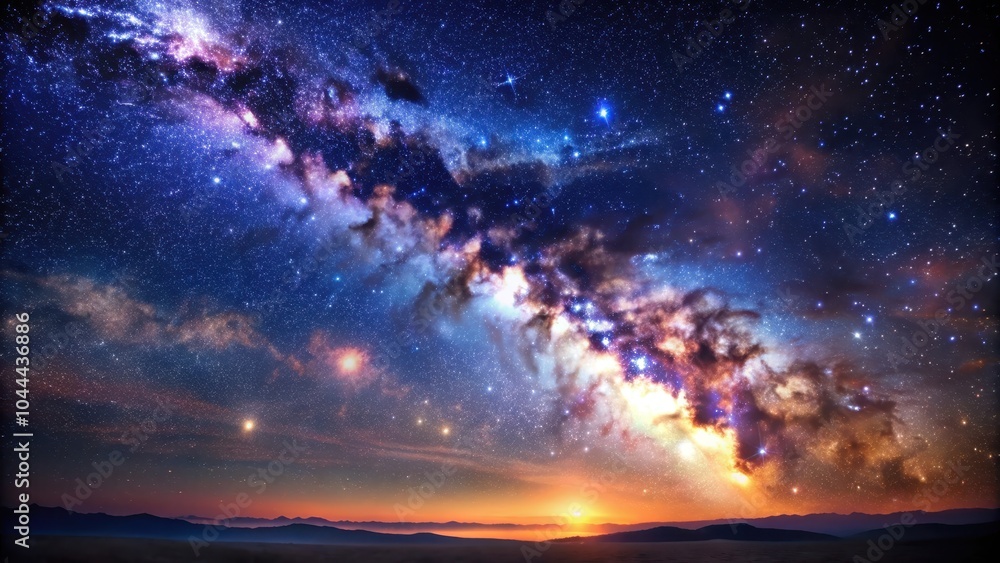 Fototapeta premium Deep space night sky filled with twinkling stars in the Milky Way galaxy, deep space, universe, Milky Way, night sky