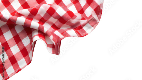 Red checkered cloth on white and transparent background 