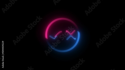 Green check mark and red cross mark icon. Vector illustration. 4k