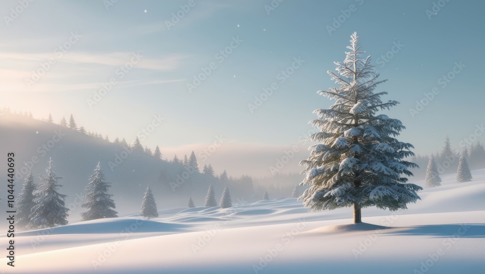 Winter landscape, snow-covered pine trees, misty forest, soft lighting, ethereal atmosphere, pastel colors, serene, peaceful, minimalist composition, dreamy, fairy tale aesthetic, gentle slopes, cool Winter landscape, snow-covered pine trees, misty forest, soft lighting, ethereal atmosphere, pastel colors, serene, peaceful, minimalist composition, dreamy, fairy tale aesthetic, gentle slopes, cool