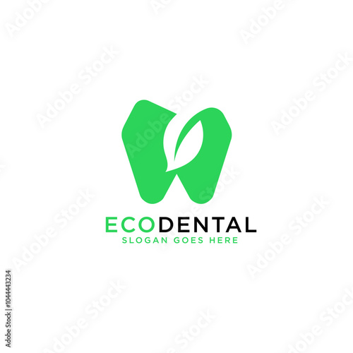 Dental leaf logo design vector template. Natural dental vector logo