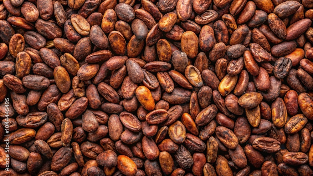 Roasted cocoa beans for making chocolate, close-up Roasted cocoa beans for making chocolate, close-up