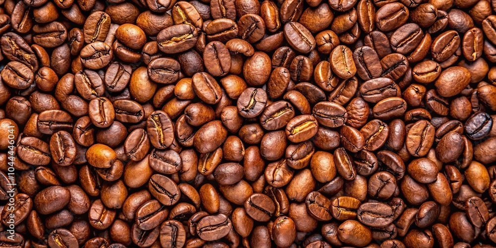 Roasted coffee beans on a flat background high angle view Roasted coffee beans on a flat background high angle view