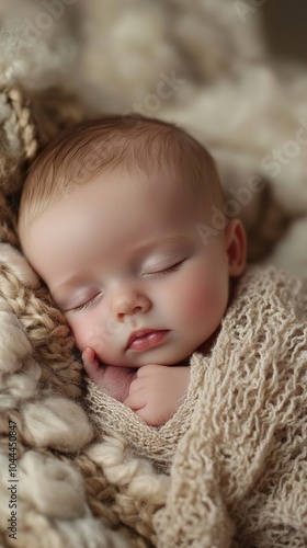 Sleeping Newborn Baby Wrapped in a Blanket - Sweet and Peaceful Photography