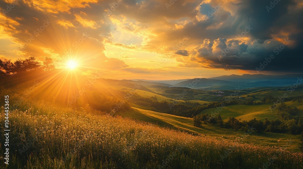 Majestic Sunset Over Serene Landscape Majestic Sunset Over Serene Landscape
