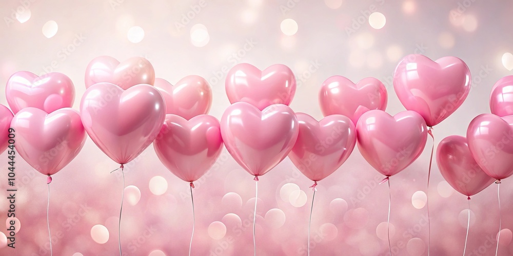 romantic heart shaped balloons floating in pastel background romantic heart shaped balloons floating in pastel background