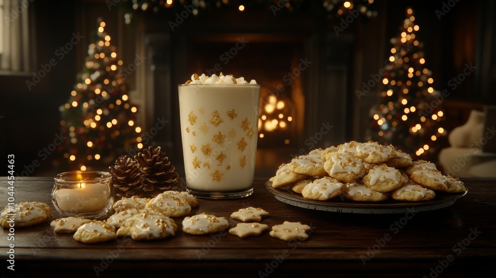 custom made wallpaper toronto digitalFestive Christmas Cookies  Eggnog  and Candlelight by Fireplace