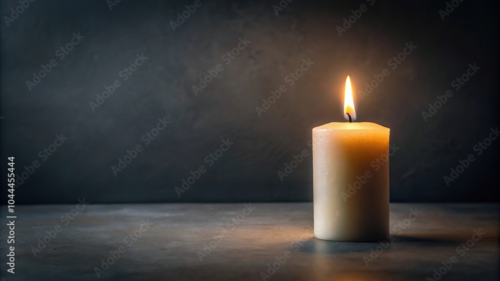 Romantic tea light candle burning in glass holder on dark background Romantic tea light candle burning in glass holder on dark background