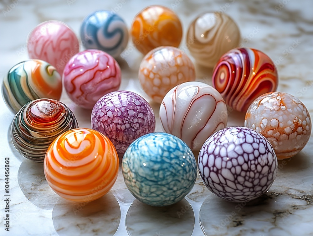 Obraz premium Colorful Glass Marbles Collection - Decorative Spheres for Art and Craft