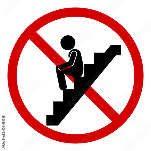 warning sign   no sitting on stairs