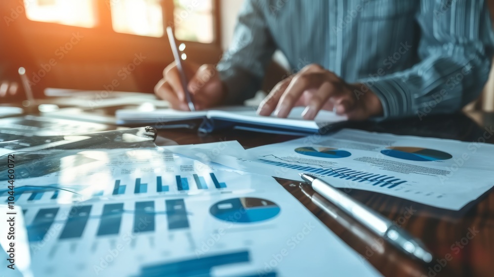 Businessperson Analyzing Financial Charts and Graphs Businessperson Analyzing Financial Charts and Graphs