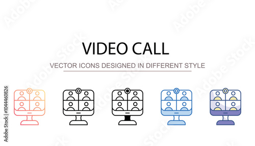 Video Call icon design with white background stock illustration