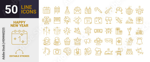  Set of 50 icons of New year in Vector Format.	
