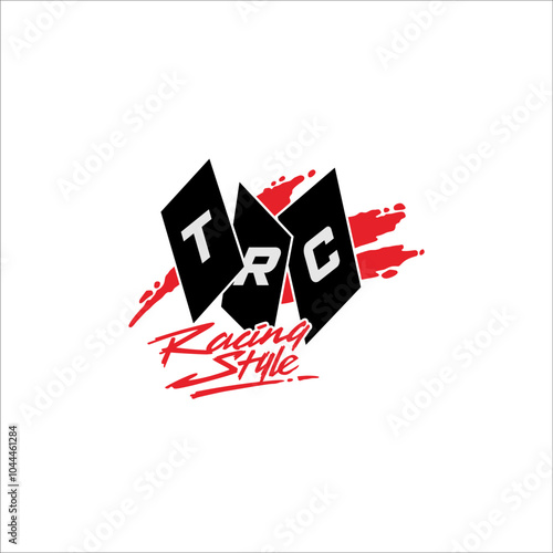 TRC racing style writing is decorated with red brush. This can be used as a graphic design