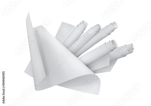Rolls of white paper in motion. Vector illustration