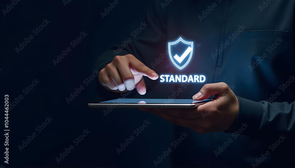 Naklejka premium Tablet holographic standard management marketing