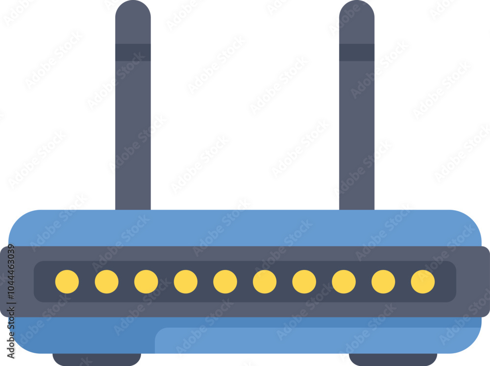Blue wifi router with two antennas providing internet signal access Blue wifi router with two antennas providing internet signal access