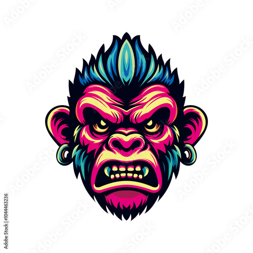 monkey animal head logo, modern illustration design.