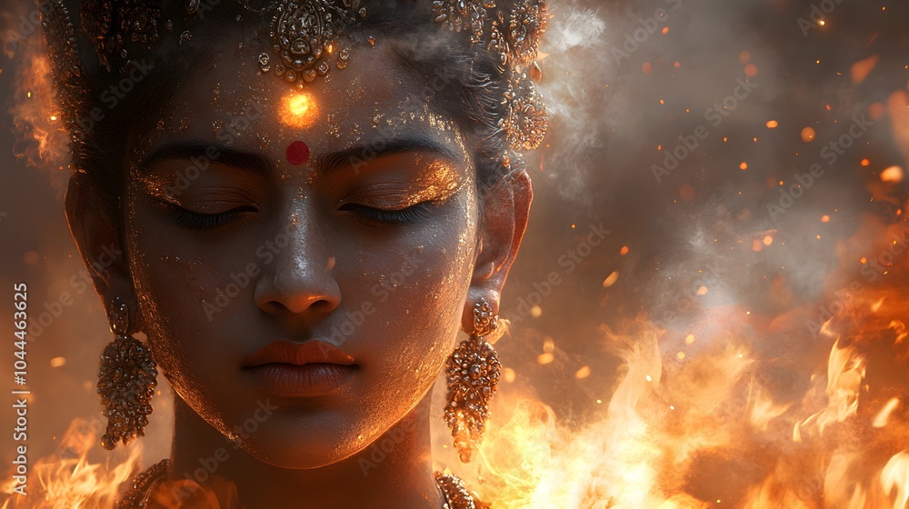 Ethereal Portrait of a Divine Woman in Flames Ethereal Portrait of a Divine Woman in Flames