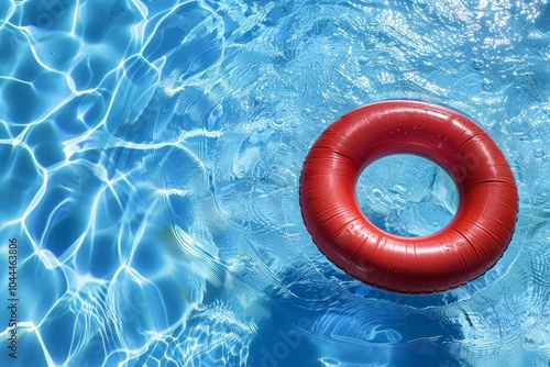 Red Inflatable Ring in a Swimming Pool