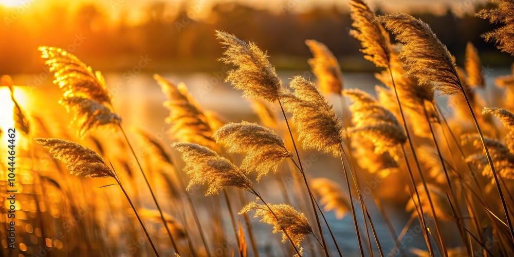 Rushes swaying in the wind during golden hour macro shot Rushes swaying in the wind during golden hour macro shot