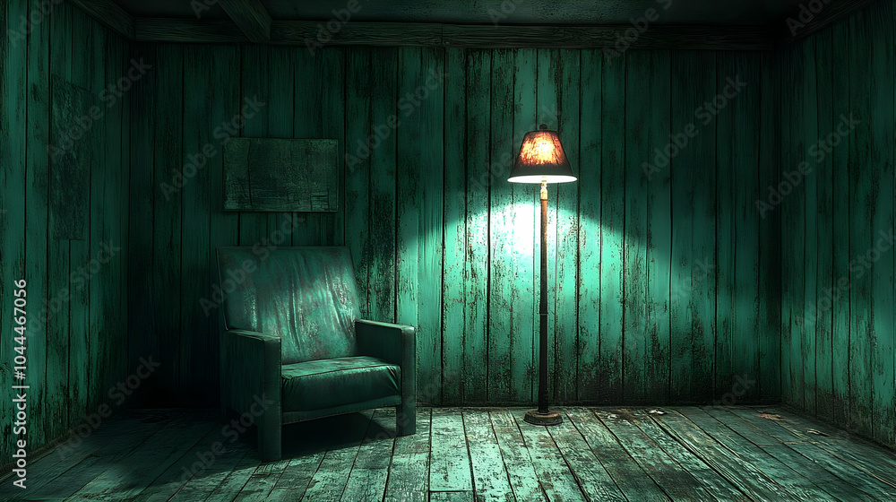 custom made wallpaper toronto digitalGreen Wood Panel Room 3D Illustration