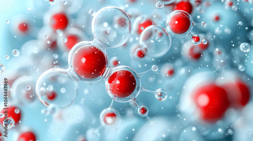 Abstract 3D Render of Red Spheres in Bubbles Abstract 3D Render of Red Spheres in Bubbles