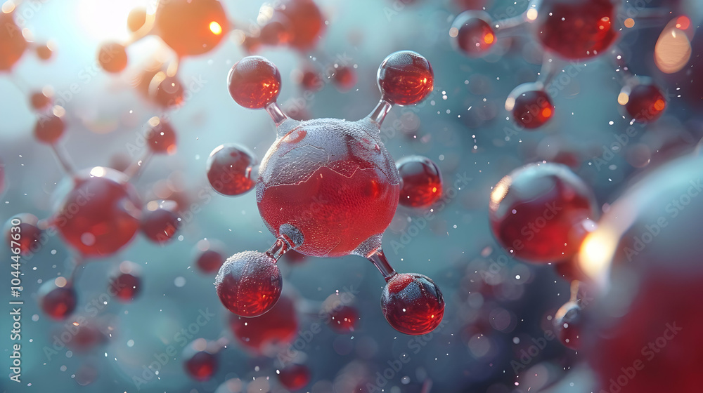 3D Abstract Red Sphere Molecule Illustration 3D Abstract Red Sphere Molecule Illustration