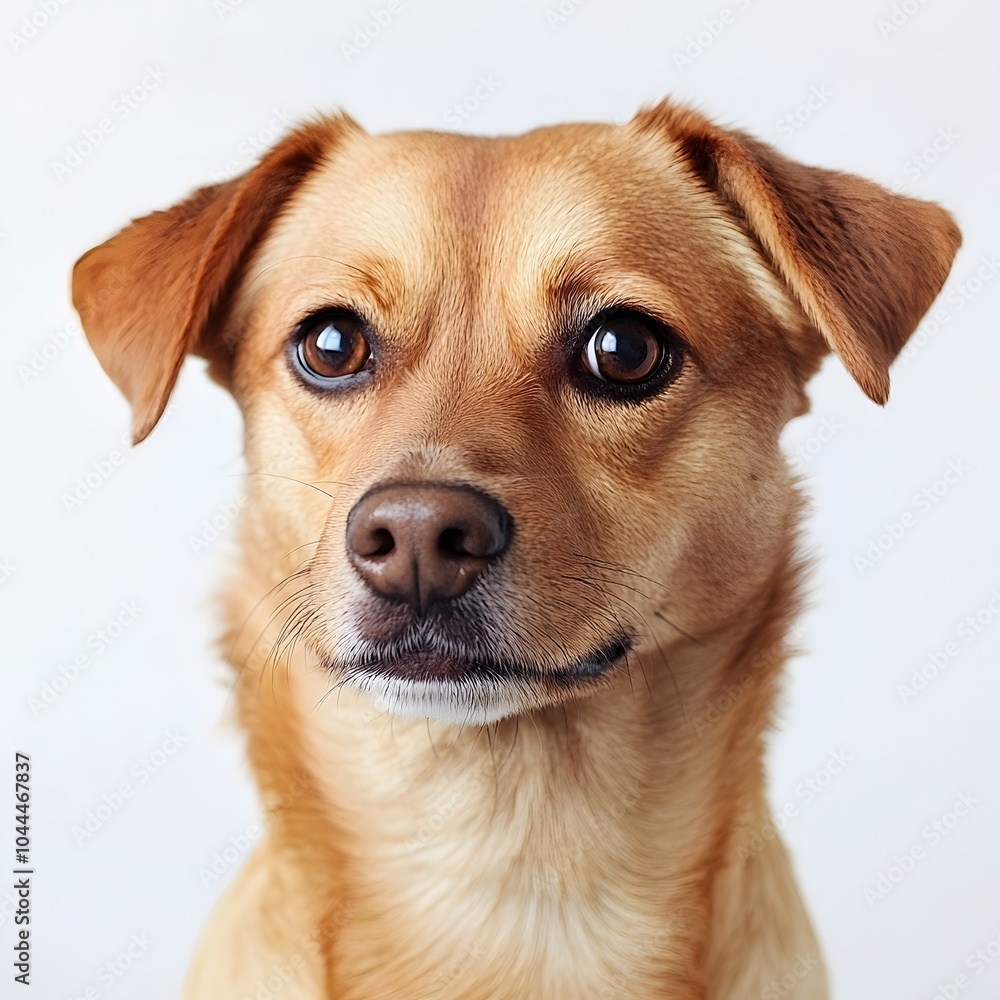 Close up Portrait of a Friendly Brown Dog on a White Background Close up Portrait of a Friendly Brown Dog on a White Background