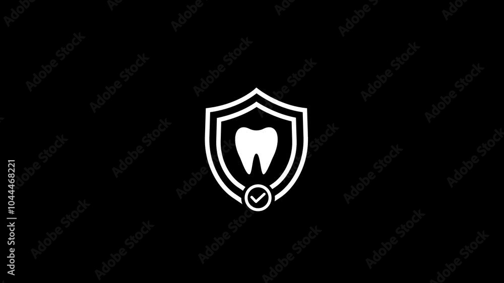 Shield with teeth icon , protect product concept animation on background Shield with teeth icon , protect product concept animation on background
