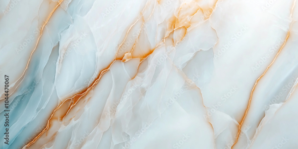 Fototapeta premium Elegant marble surface texture featuring soft blue and white hues with delicate golden veins, perfect for interior design and artistic backgrounds