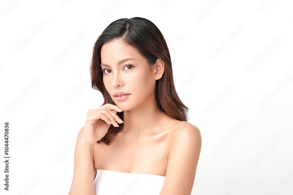 Beautiful young asian woman with clean fresh skin on white background, Face care, Facial treatment, Cosmetology, beauty and spa, Asian women portrait. Beautiful young asian woman with clean fresh skin on white background, Face care, Facial treatment, Cosmetology, beauty and spa, Asian women portrait.