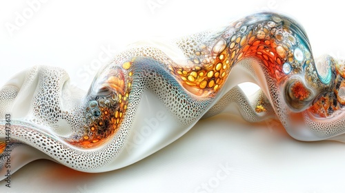 A concept with a beautiful translucent snake pattern is breathtaking. which has an elegantly coiled form and is surrounded by an ethereal lighting effect.