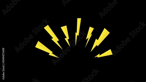 Lightning cartoon animation on transparent background