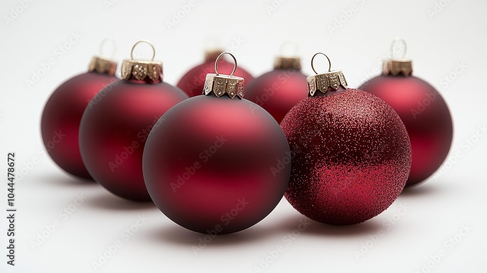 Red Christmas ornaments set mockup isolated on white background festive holiday decoration template for design presentation no people minimal design. Generative AI Red Christmas ornaments set mockup isolated on white background festive holiday decoration template for design presentation no people minimal design. Generative AI