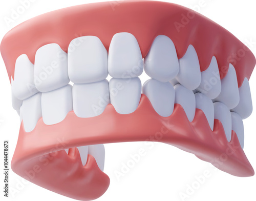 3d Vector Dentures, Teeth Prosthesis, Dental implant, Equipment for elderly concept.