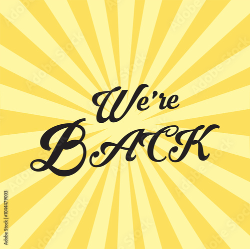 Flat banner with emphasis background "We are back door"