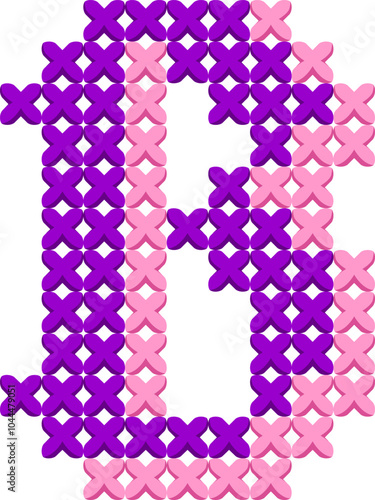 Embroidery Cross Stitch Letter Alphabet Vector Element B