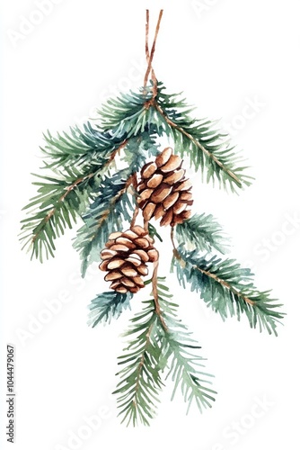 Pine Tree Branch with Cones